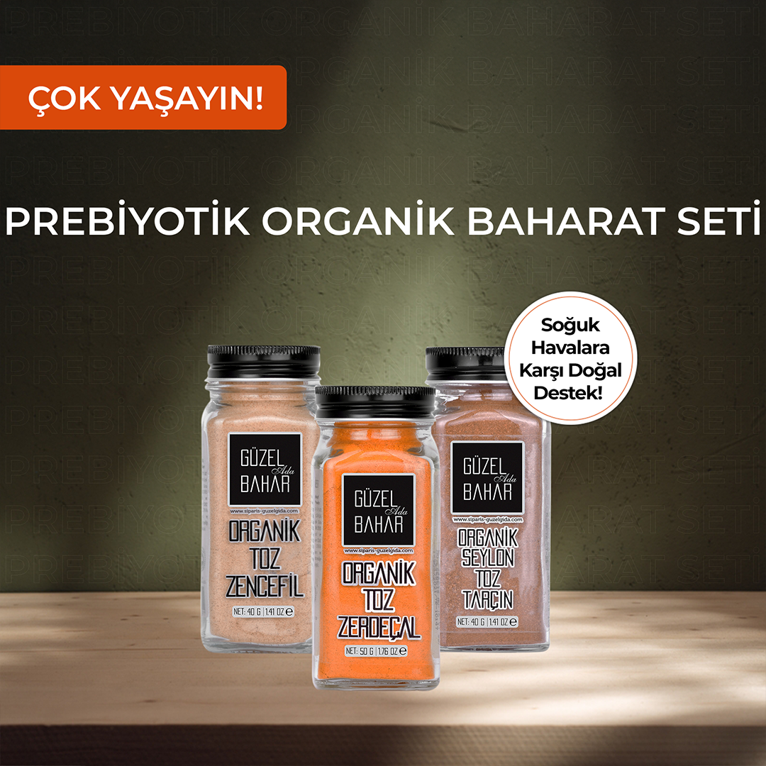 Prebiyotik Organik Baharat Seti 3'lü Tarçın 40 gr Zerdeçal 50 gr Zencefil 40 gr