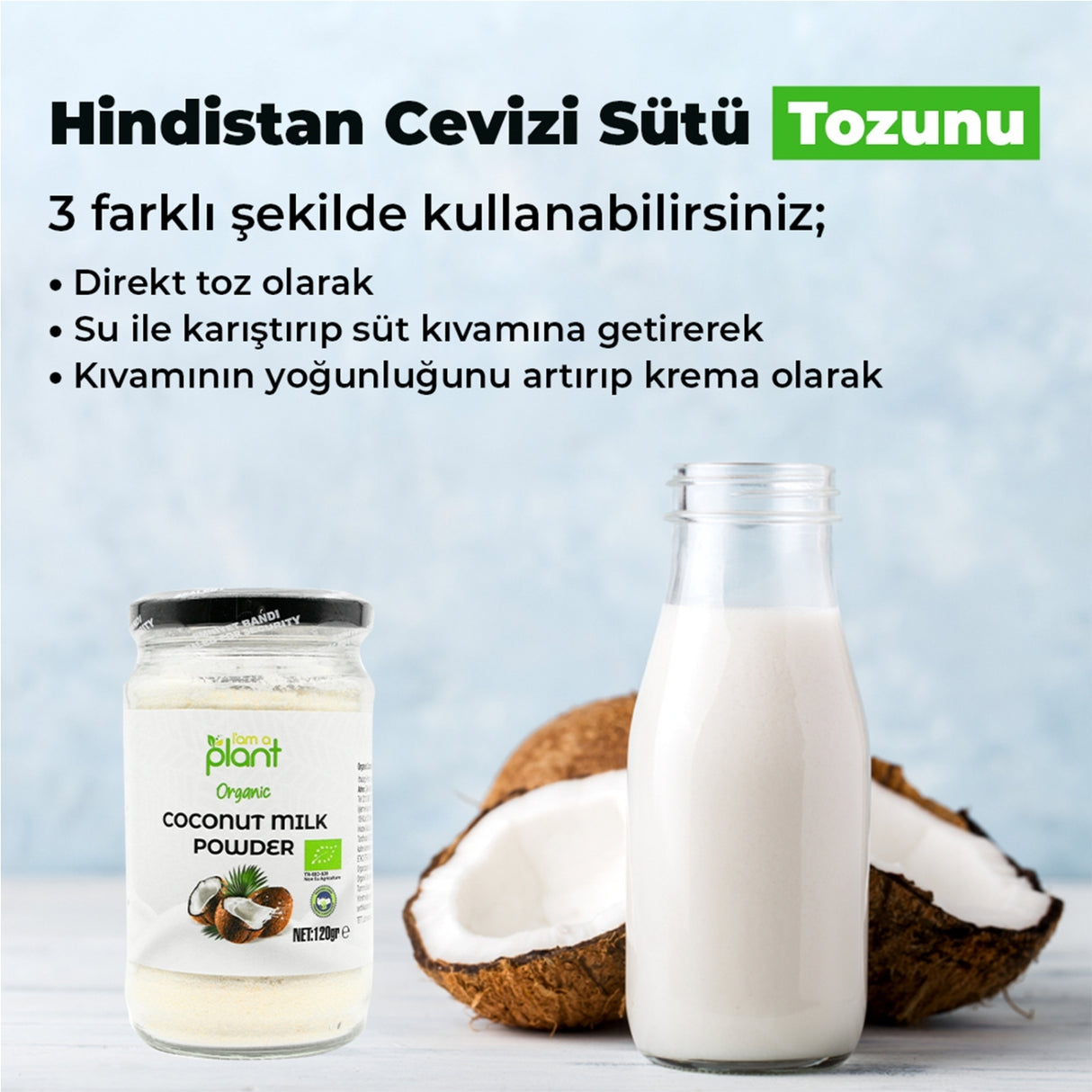 Organik Hindistan Cevizi Sütü Tozu 120 Gr