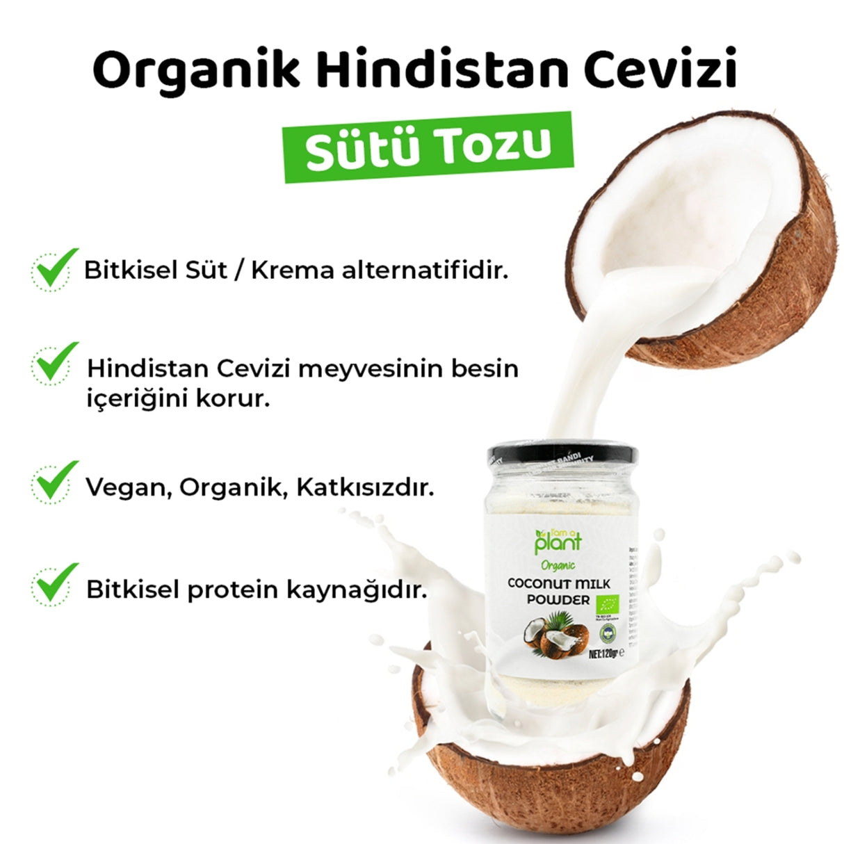 Organik Hindistan Cevizi Sütü Tozu 120 Gr