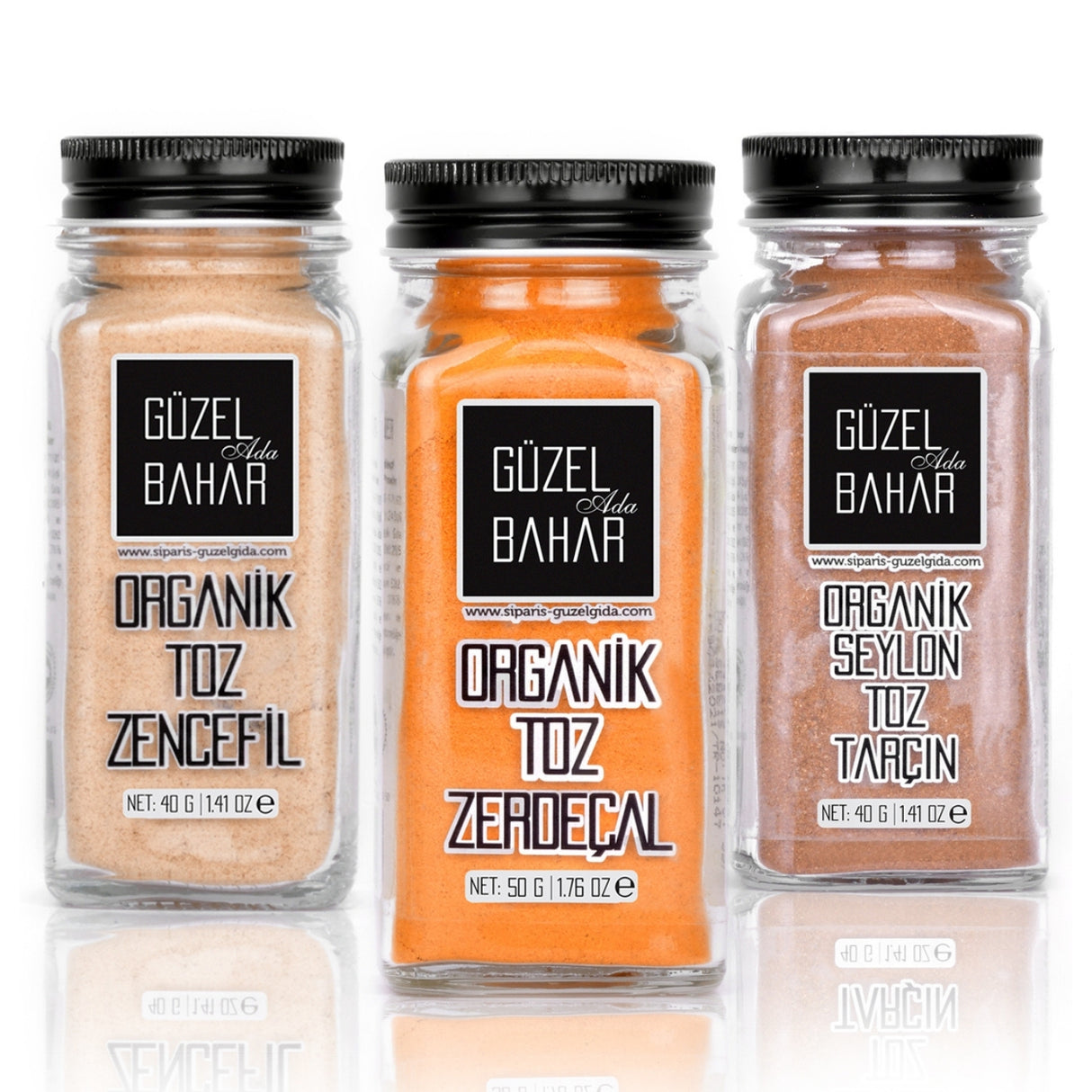 Prebiyotik Organik Baharat Seti 3'lü Tarçın 40 gr Zerdeçal 50 gr Zencefil 40 gr