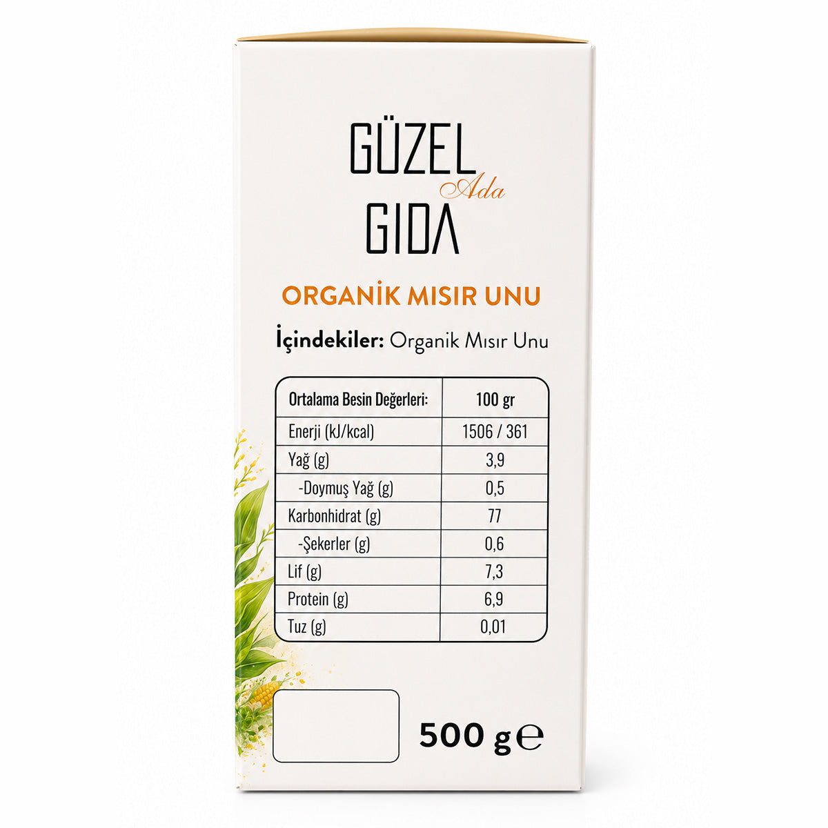 Organik Mısır Unu 500 Gr